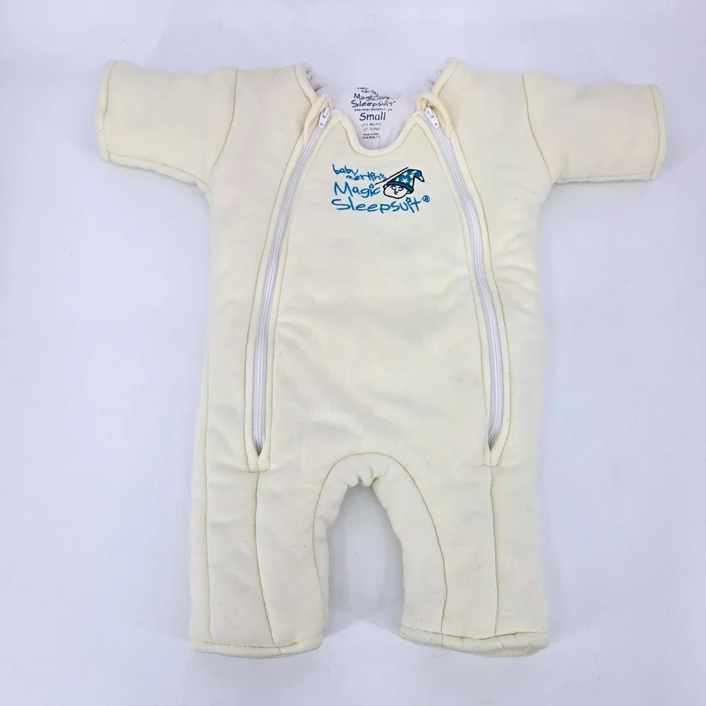 Baby Merlins Magic Sleepsuit Cream Cotton Swaddle Transition Small 3-6 Months